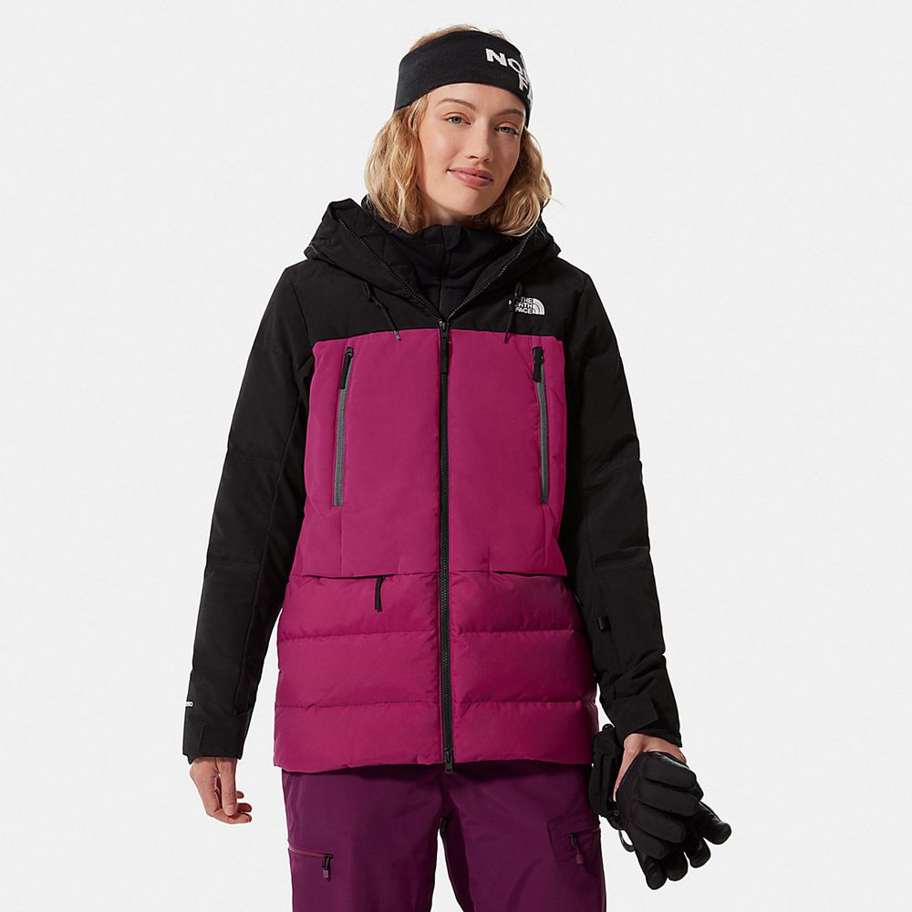 The North Face Winter Jacket Womens Australia - The North Face Pallie Black / Purple Skiing And Snow